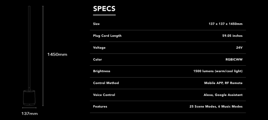 govee lyra floor lamp specs