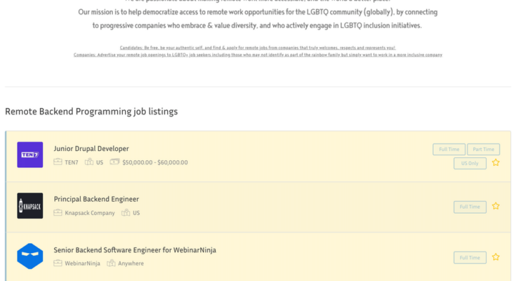 LGBTQ Remotely - A job board for remote work for the LGBTQ community | Product Hunt